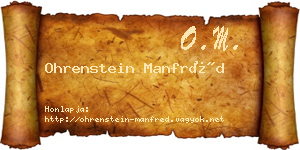 Ohrenstein Manfréd névjegykártya